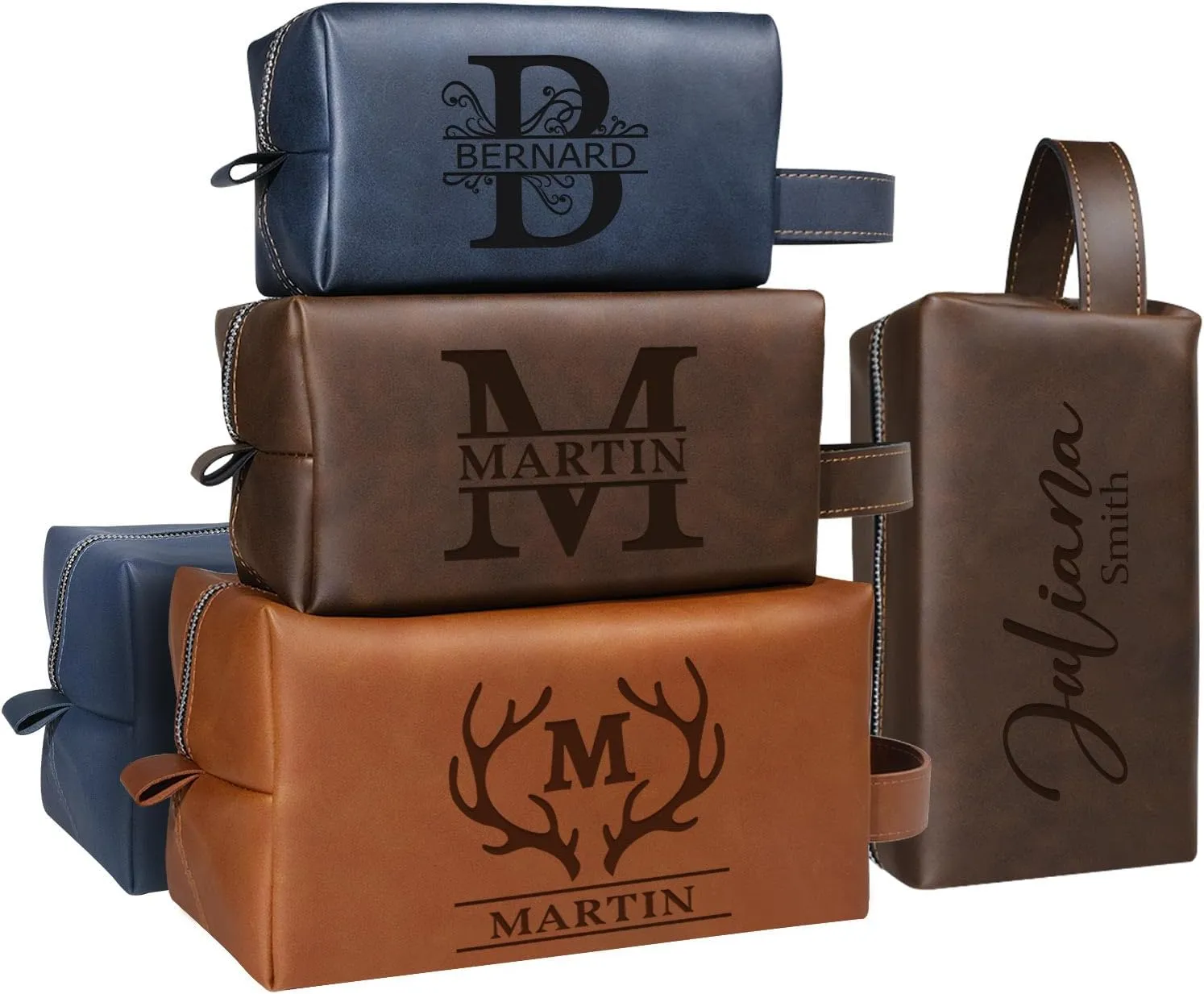 Personalized Leather Toiletry Bag for Men, Engraved Name, Brown, Waterproof, Travel & Toiletry Use, Personalized Gifts for Men, Groomsman Gifts