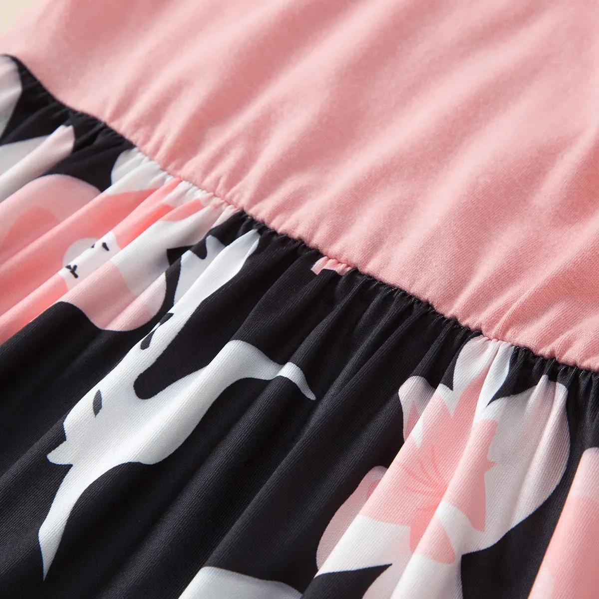 Pink Sleeveless Floral Print Dress for Mom and Me