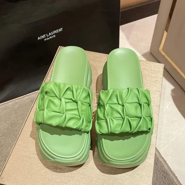 Purpdrank - Shoes House Slippers Platform Slides Slipers Women Heeled Mules Black Sandals Fashion Lady 2023 High Summer Beige Luxury Girl