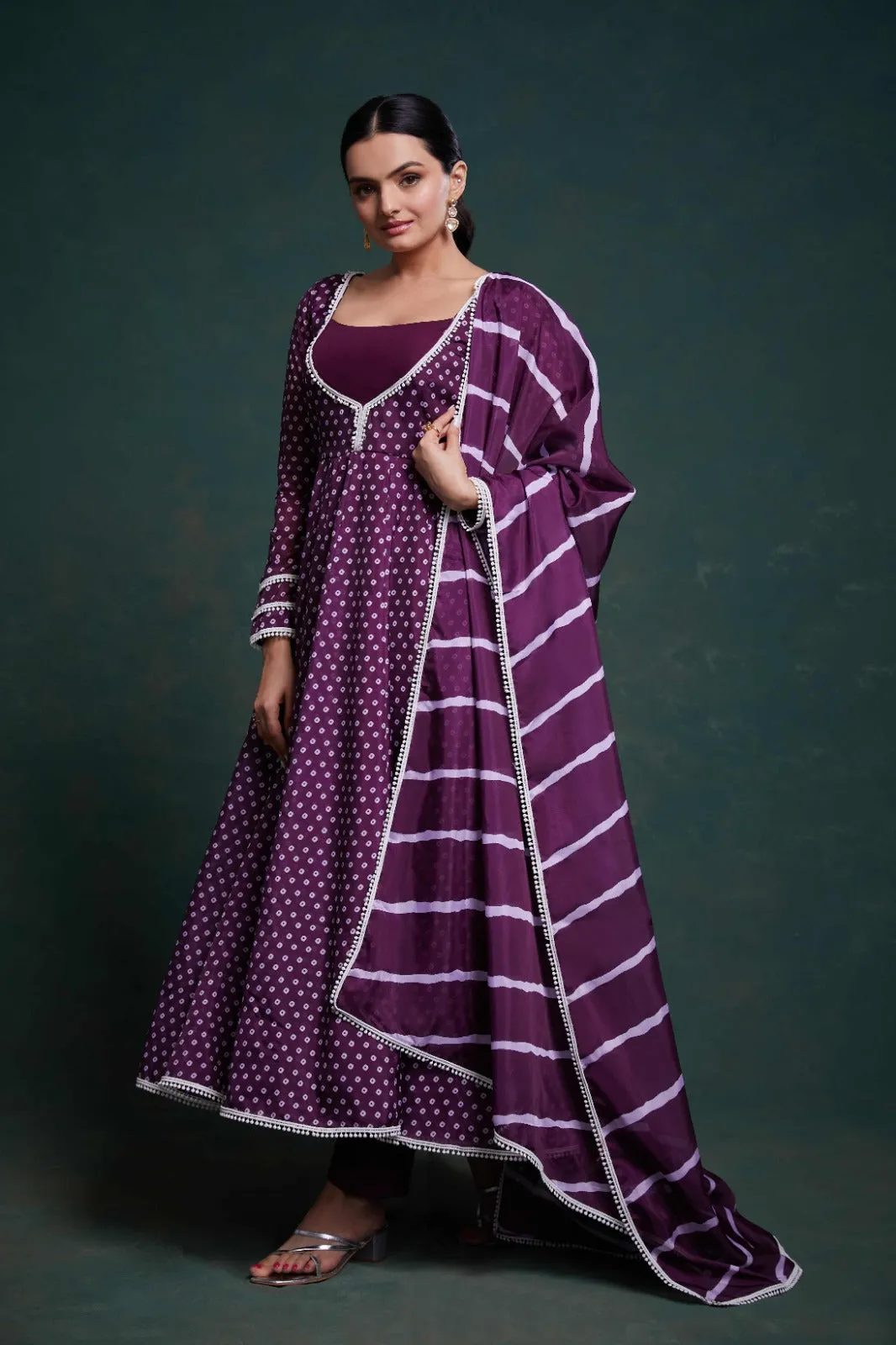 Purple Organza Dress with Charming Prints – Ready to Wear
