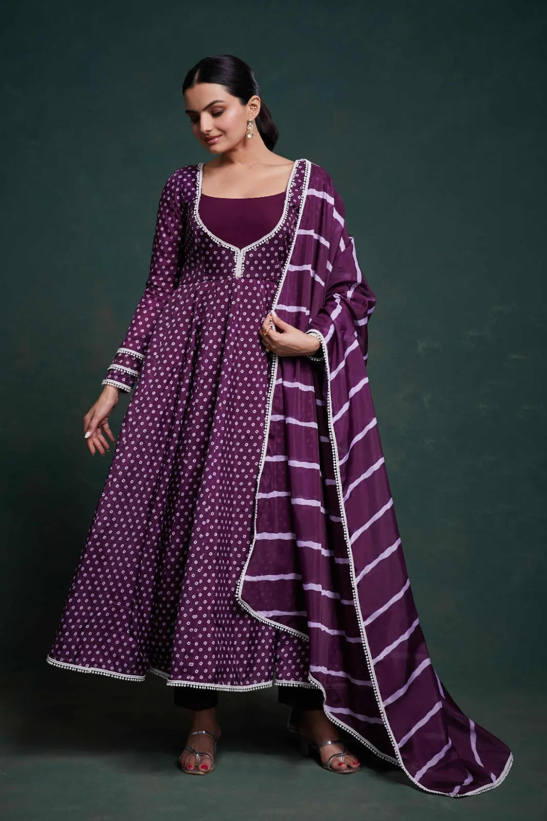 Purple Organza Dress with Charming Prints – Ready to Wear