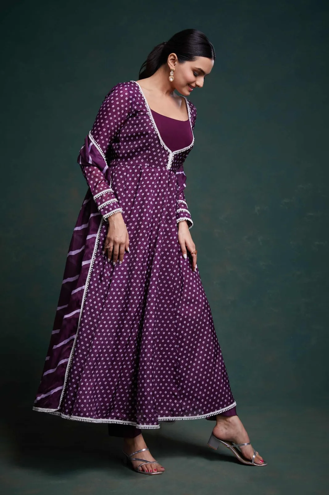 Purple Organza Dress with Charming Prints – Ready to Wear