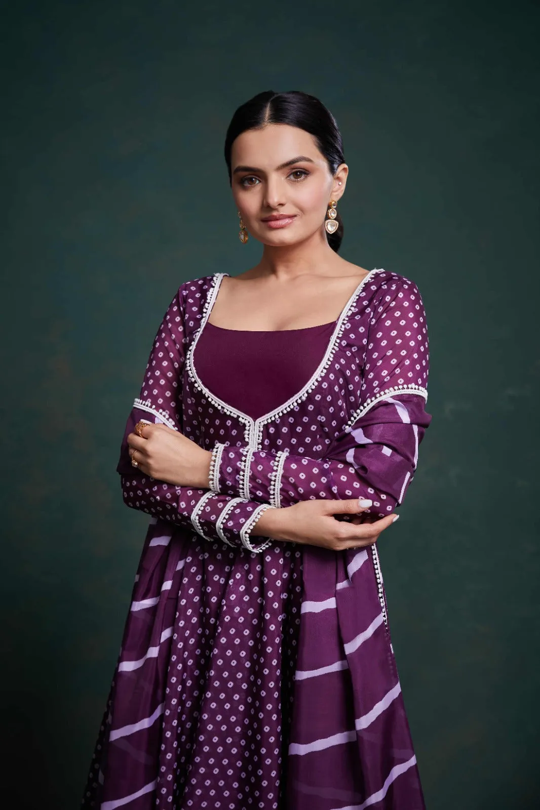 Purple Organza Dress with Charming Prints – Ready to Wear