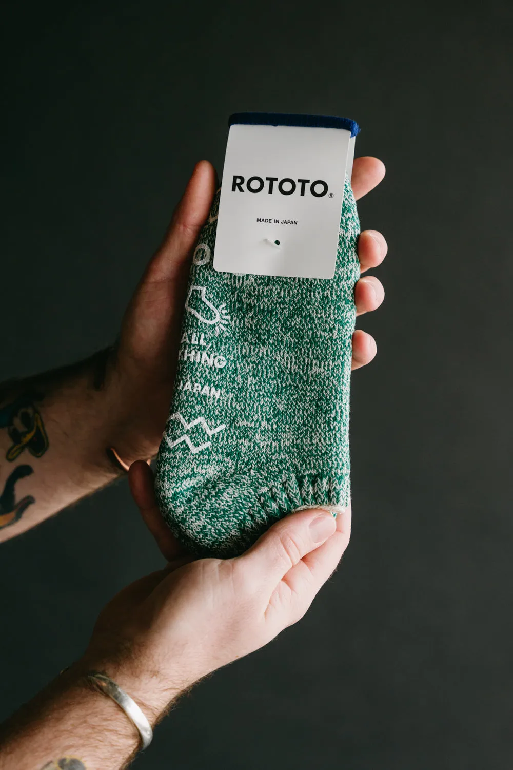 R1361 - Recycled Cotton Pile Sockslipper - Ivory, Green