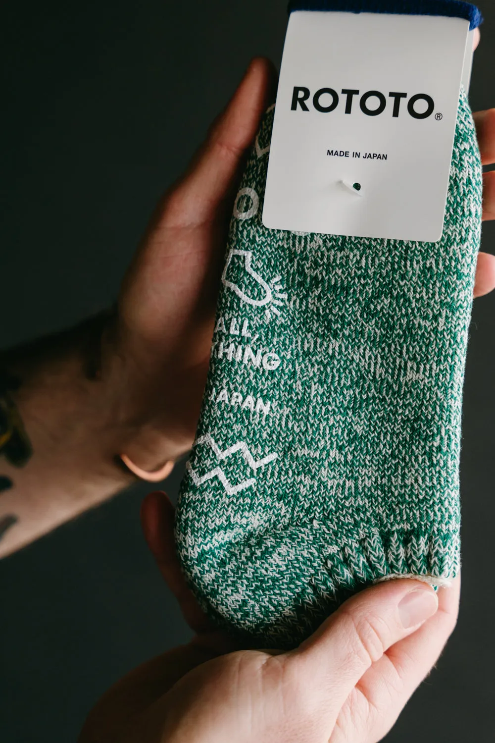 R1361 - Recycled Cotton Pile Sockslipper - Ivory, Green