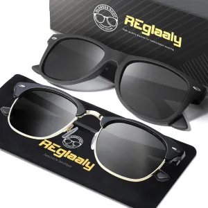Sunglasses Men and Womens, Polarized Sunglasses for men with UV Blocking Semi-Rimless Frame for Driving & Hiking