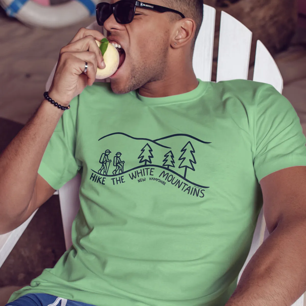 T-Shirt ; Hike The White Mountains New Hampshire, Adult Unisex S-2X, NH Tshirt
