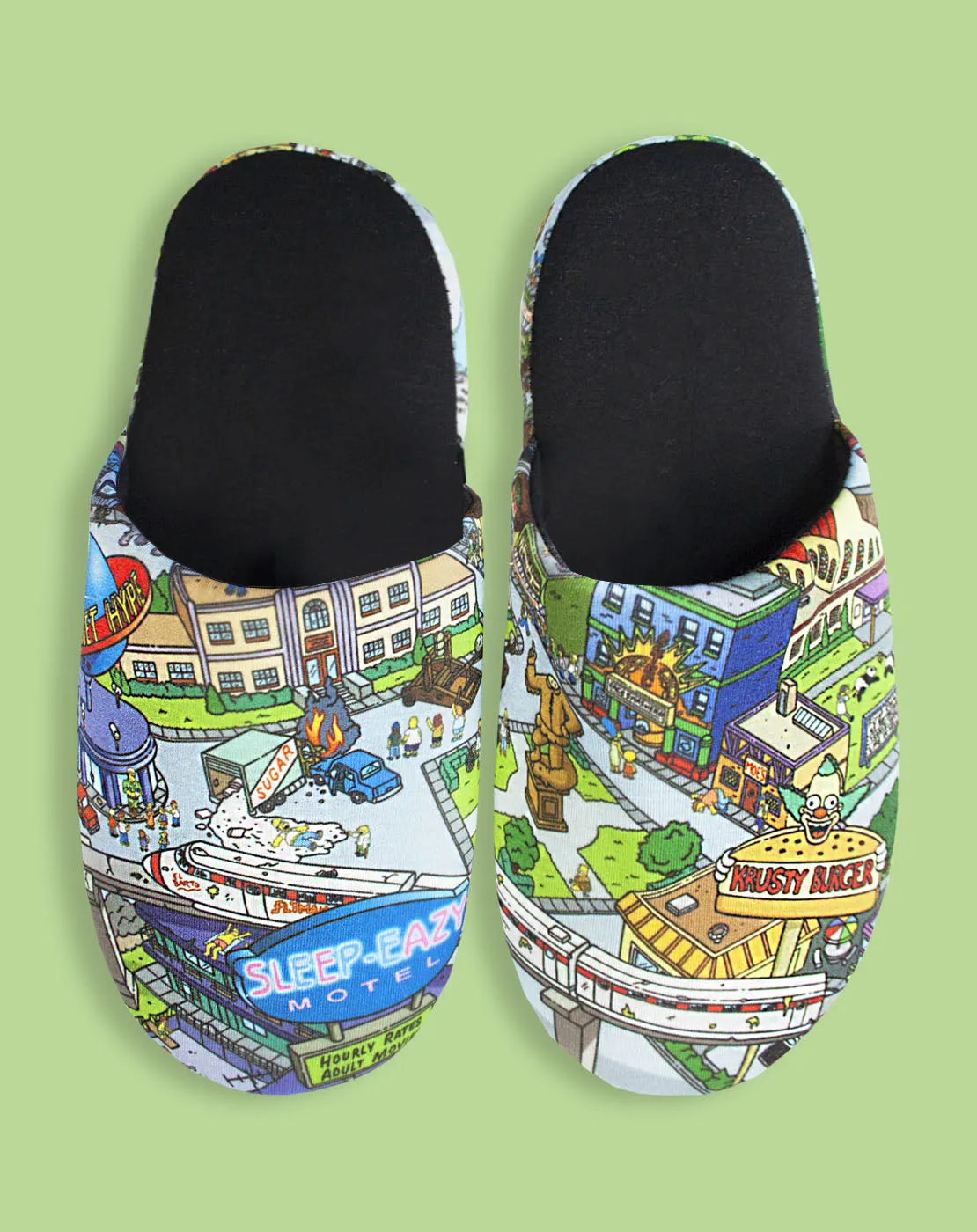 The Simpsons Springfield All Over Print Men's Slippers