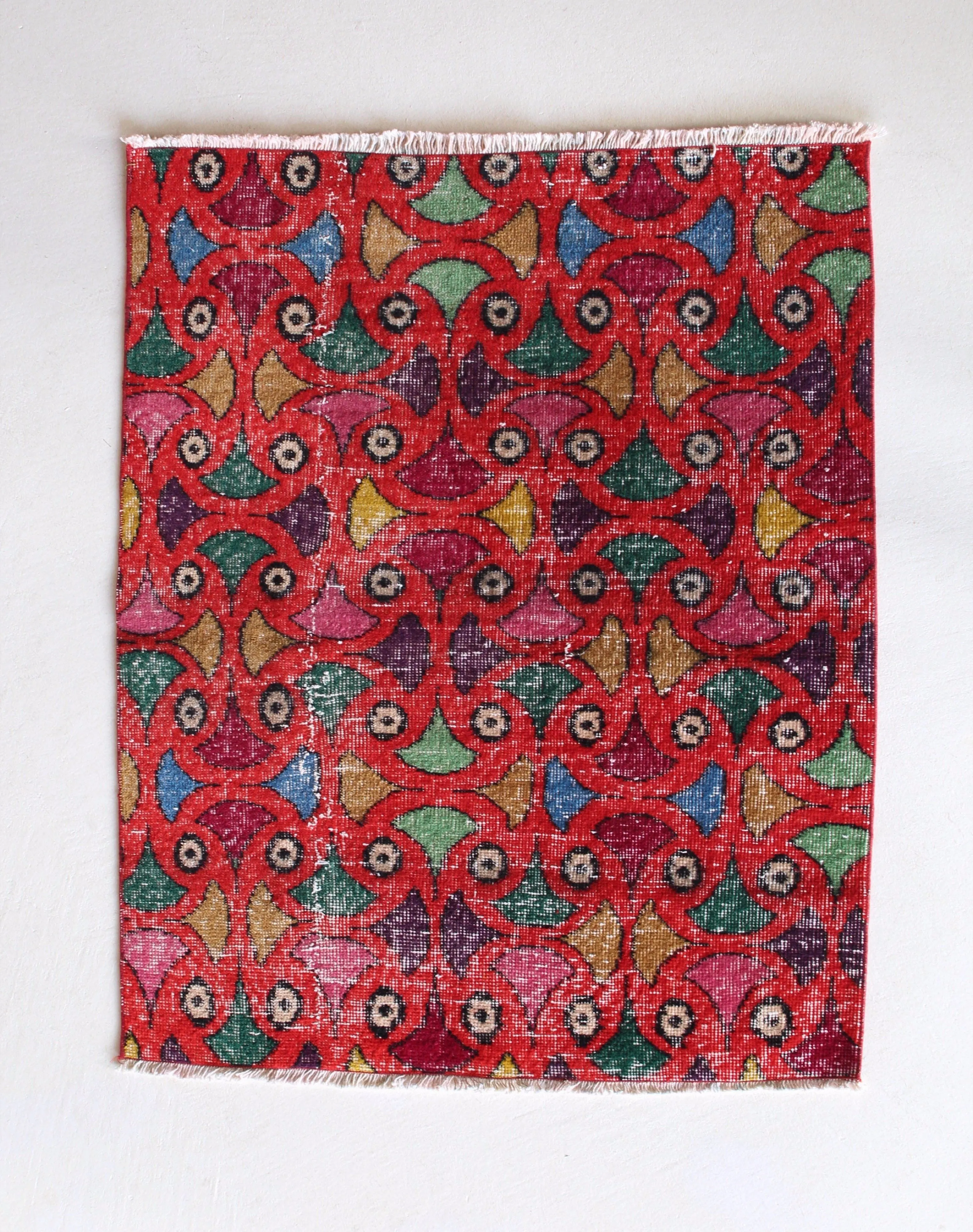 Vintage Turkish Art Deco Rug 3'x3'10"