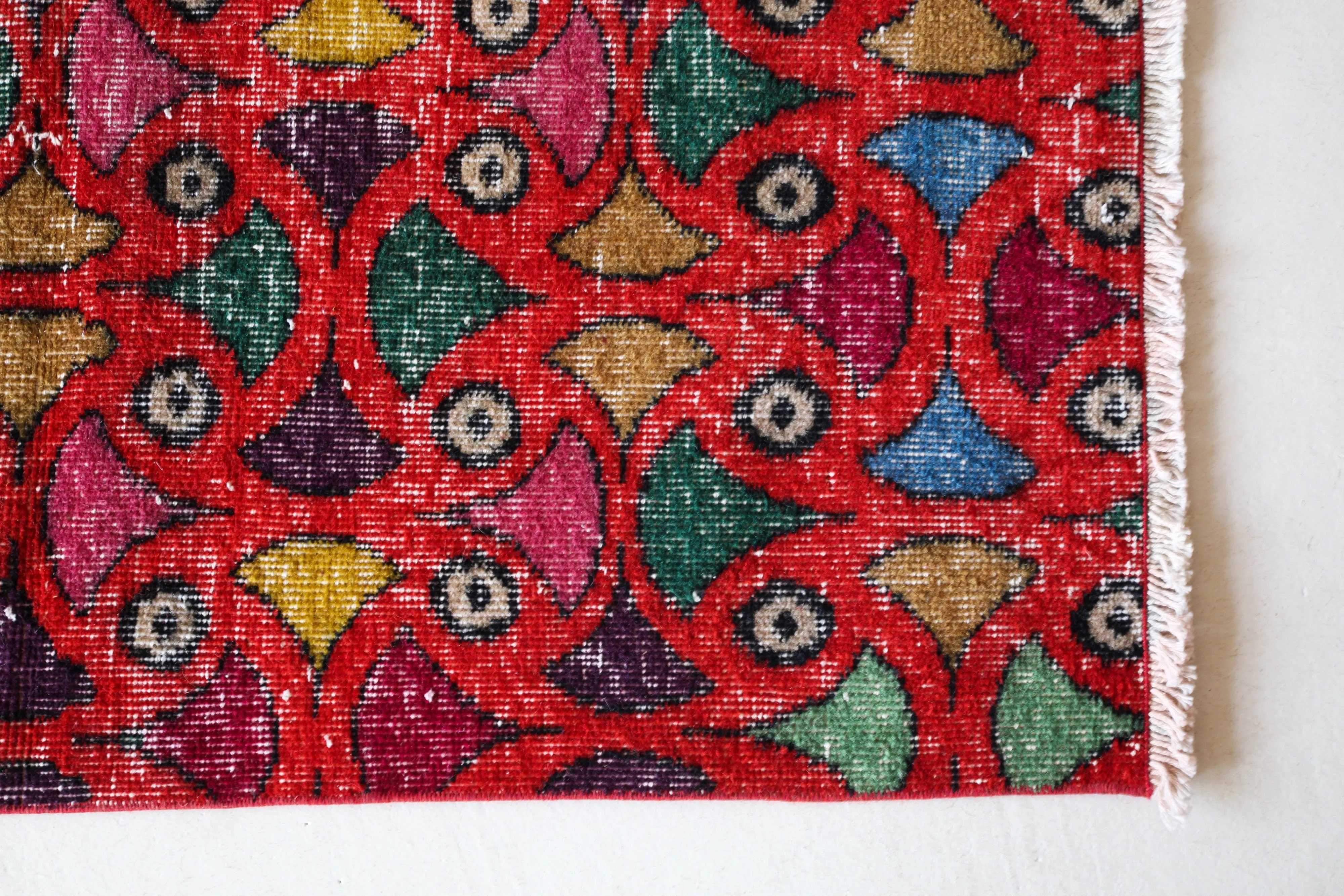 Vintage Turkish Art Deco Rug 3'x3'10"
