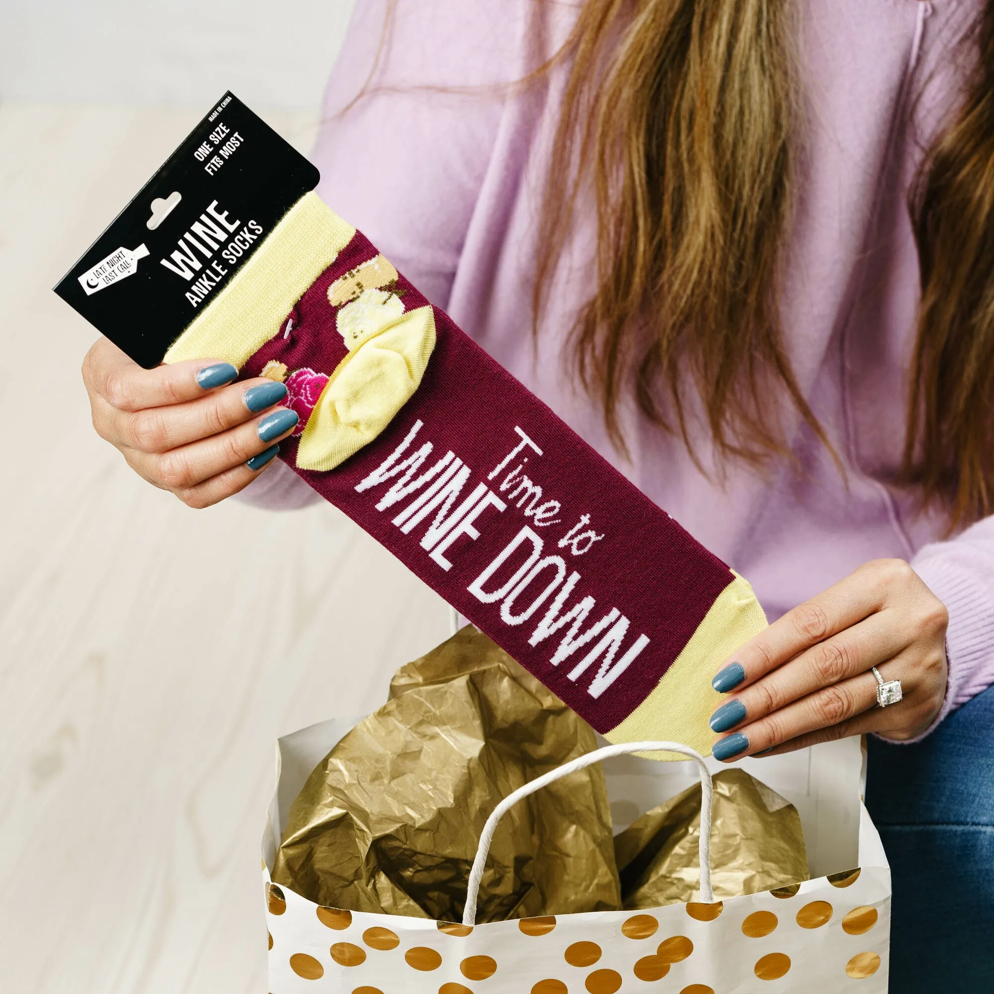 Wine Cotton Blend Ankle Socks