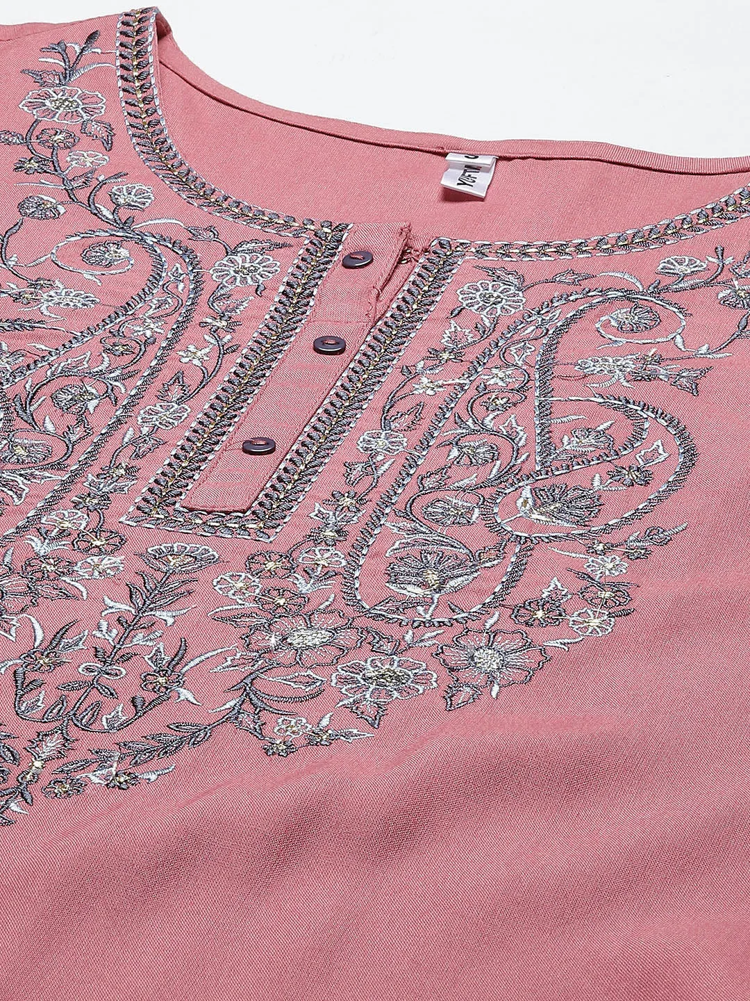 Women Pink Ethnic Motifs Yoke Design Thread Work Kurta With Palazzos With Dupatta