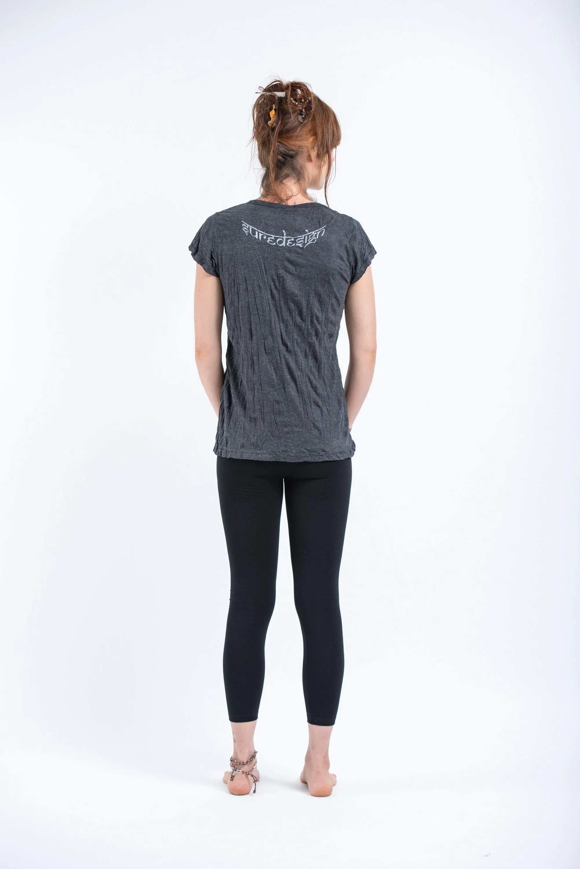 Womens Octopus Weed T-Shirt in Silver on Black