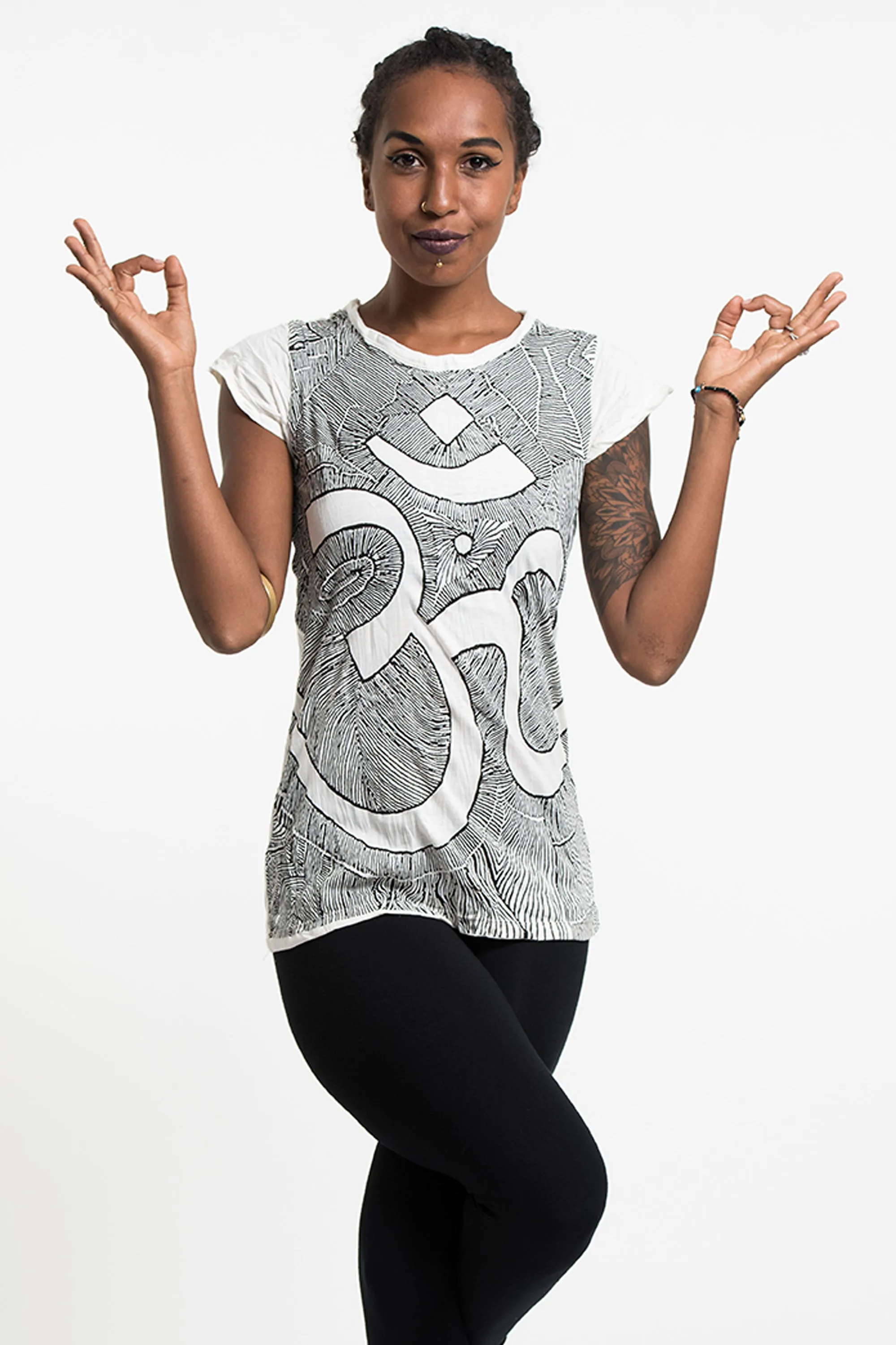 Womens Om T-Shirt in White