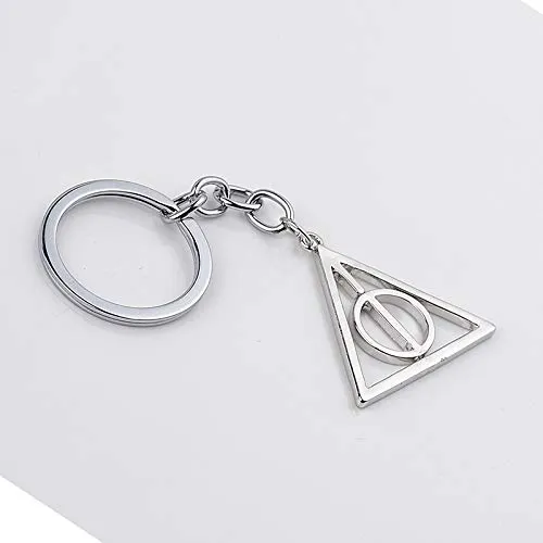 Yellow Chimes Harry Potter's Rotating Triangle Logo Metal Key Chain For Boys And Girls