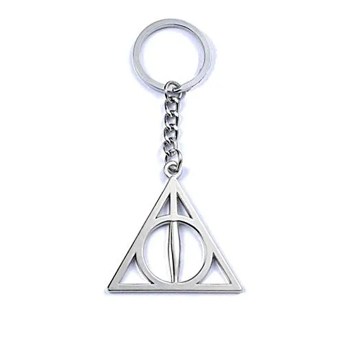 Yellow Chimes Harry Potter's Rotating Triangle Logo Metal Key Chain For Boys And Girls
