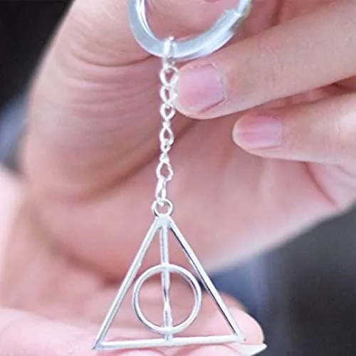 Yellow Chimes Harry Potter's Rotating Triangle Logo Metal Key Chain For Boys And Girls