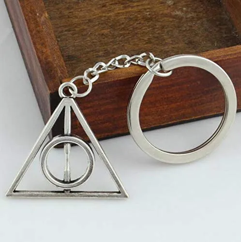 Yellow Chimes Harry Potter's Rotating Triangle Logo Metal Key Chain For Boys And Girls