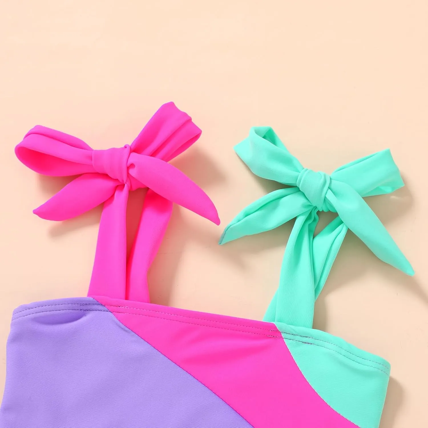 YOUNGER TREE Toddler Girls Two Pieces Swimsuit Color Block Stripe Swimwear Summer Beach Bathing Suit 18M-5T